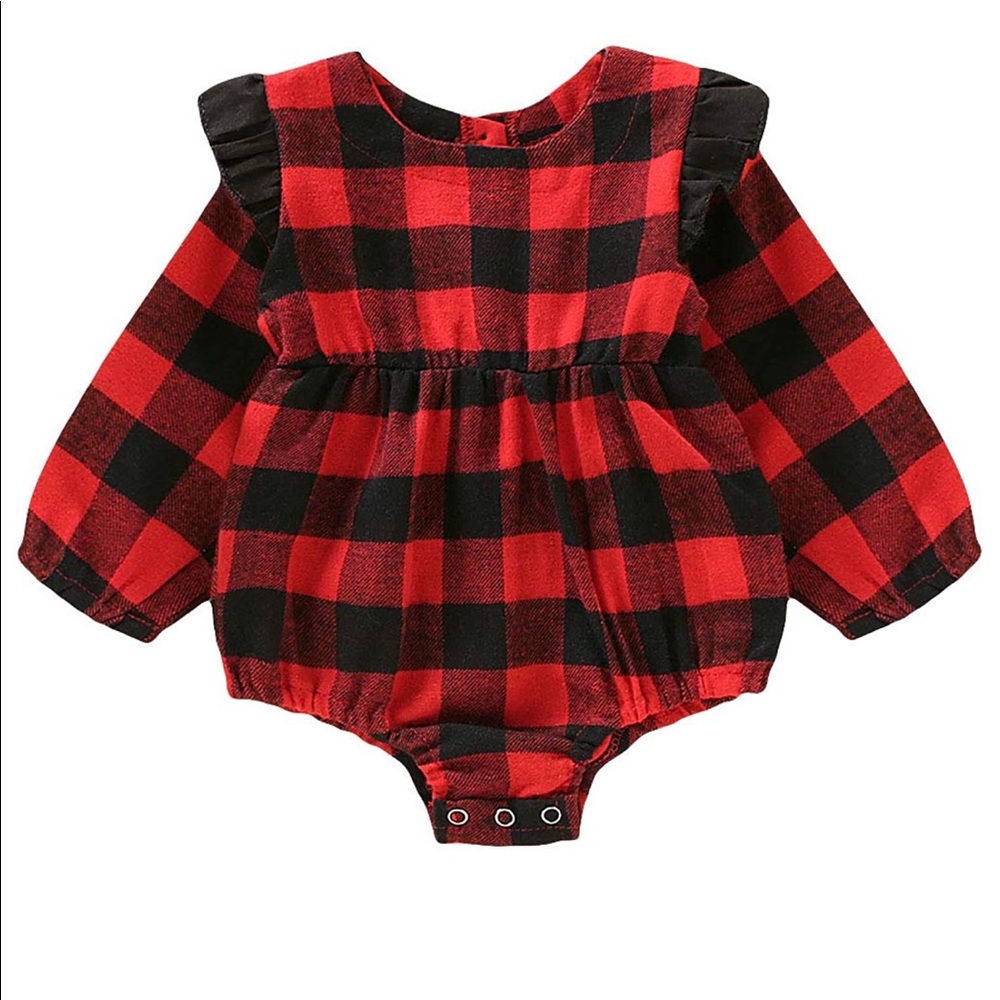 Christmas plaid baby onesie